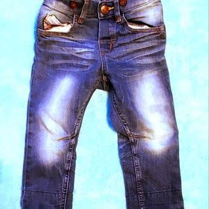 H&M Faded Washed Denim Jeans. Fabric Cuffs Boys 12-18 Month Size